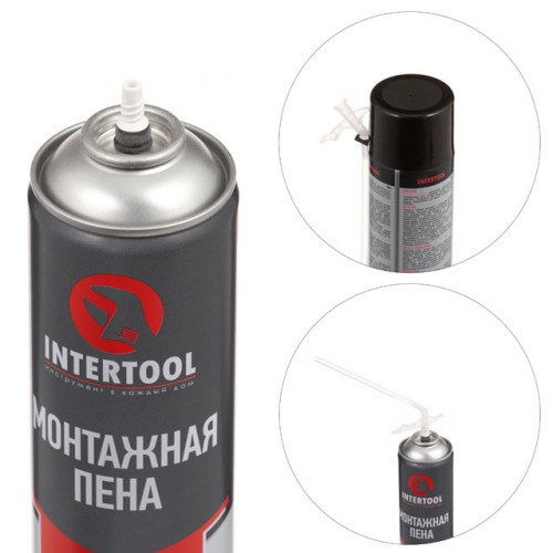 Пена монтажная, всесезонная, 500мл/500г. 30л.+, трубочка