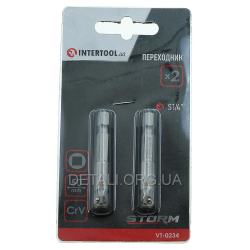 Перехідник з Hex 1/4 на квадрат 1/4 під шуруповерт CR-V уп.2шт INTERTOOL VT-0234