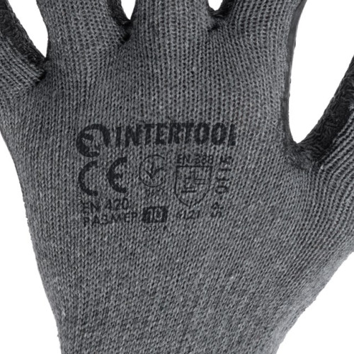 Рукавичка трикотажна, бавовняна, сіра 10 INTERTOOL SP-0115