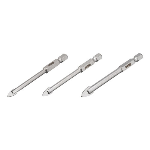 Набор сверл по стеклу и керамике 5+6+8 мм HEX 1/4 (6.35mm) INTERTOOL SD-0293