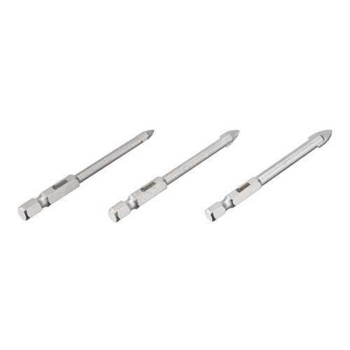 Набір свердел по склу та кераміці 5+6+8 мм HEX 1/4 (6.35mm) INTERTOOL SD-0293