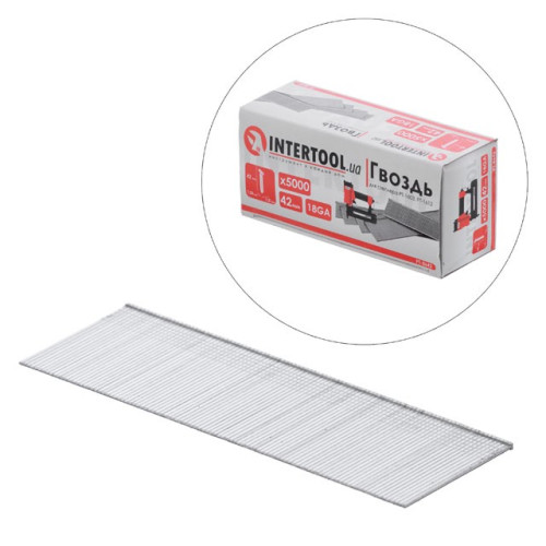 Цвях для степлера PT-1603 PT-1612 42мм (18GA) 1.0*1.25мм 5000шт/упак INTERTOOL PT-8642