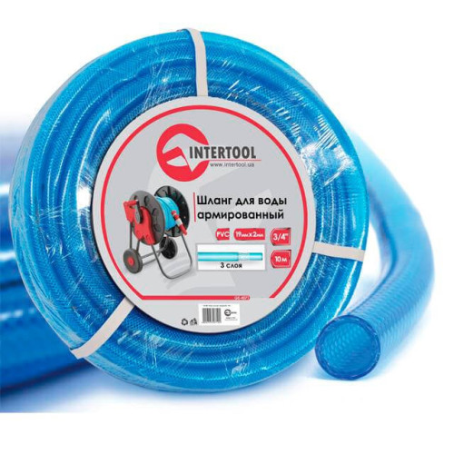 Шланг для води 3-х шаровий 3/4 10м армований PVC INTERTOOL GE-4071