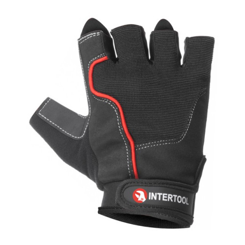 Перчатка без пальцев эко кожа amara защитные вставки на ладони INTERTOOL SP-0145