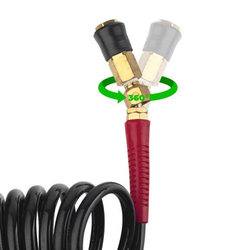 Шланг BLACK M-Flex 6.5х10мм 20м спіральний поліуретановий з поворотним шарніром INTERTOOL PT-1795