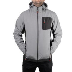 Куртка SOFTSHELL світло-сіра, з капюшоном, тканина стрейч 300 GSM 100D, 96% поліестр та 4% еластан, S