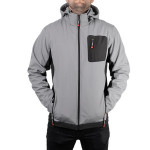 Куртка SOFTSHELL светло-серая, с капюшоном, ткань стрейч 300 GSM 100D, 96% полиэстр и 4% эластан, S