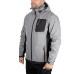Куртка SOFTSHELL светло-серая, с капюшоном, ткань стрейч 300 GSM 100D, 96% полиэстр и 4% эластан, S