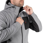 Куртка SOFTSHELL светло-серая, с капюшоном, ткань стрейч 300 GSM 100D, 96% полиэстр и 4% эластан, S