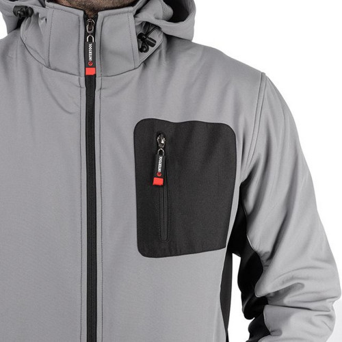 Куртка SOFTSHELL світло-сіра, з капюшоном, стрейч 300 GSM 100D, 96% поліестр та 4% еластан, L
