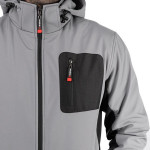 Куртка SOFTSHELL светло серая, с капюшоном, стрейч 300 GSM 100D, 96% полиэстр и 4% эластан, XXL