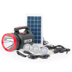 Ліхтар акумуляторний 1LED 5W + 22 SMD, виносна сонячна панель, виносні 3 led лампи (кабель 3м), радіо, кабель для зарядки телефо 2