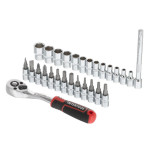 Набір головок 1/4 4-14 мм., TORX, PH, HEX, FD, подовжувач, рукоятка з храповим механізмом 72 зуба, 28ед., Cr-V STORM