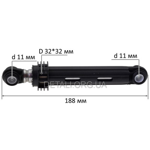 Амортизатор стиральной машины Beko 85N (отв. 11 мм, L-188 мм) круглые ребра