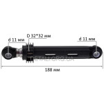 Амортизатор стиральной машины Beko 85N (отв. 11 мм, L-188 мм) круглые ребра