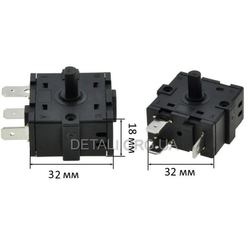 Переключатель масляного радиатора 2 положения 3 контакта 32*32mm 16A