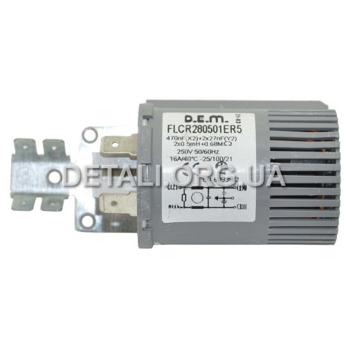 Фильтр сетевой СМА Hansa, Whirlpool, D.E.M. 16А/250V/40C - FLCR280501ER5
