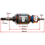 Якір (ротор)  перфоратор DeWalt D25501K оригінал N046420( 184*47 7-з ліво)