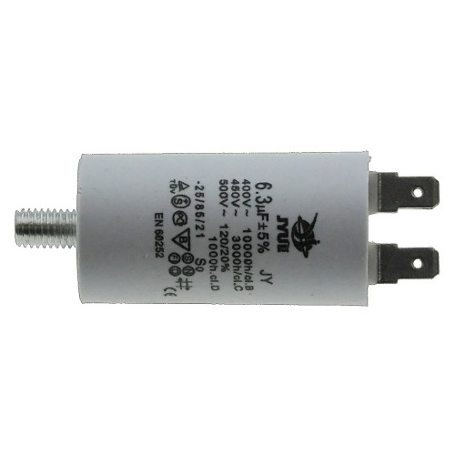 Конденсатор JYUL CBB-60M 6.3мкф - 450 VAC болт + клеммы (30*57 mm)
