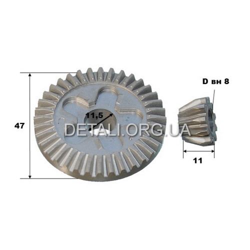 Шестерни (пара) болгарки Bosch GWS 1606333624/2609000116 (d1 11.5*47/d2 8/h2 11) оригинал