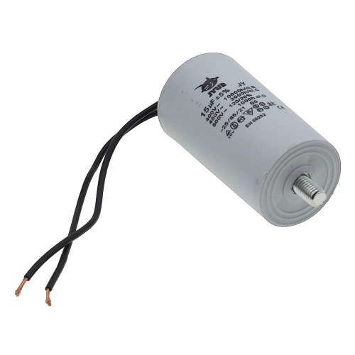 Конденсатор JYUL CBB-60L 15мкф - 450 VAC болт + провода (40*73 mm)