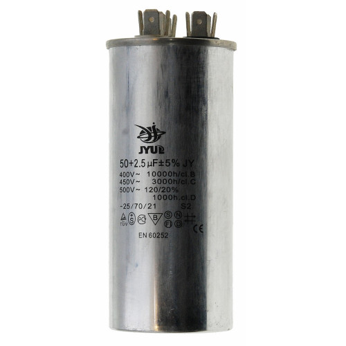 Конденсатор JYUL CBB-65 50+2.5мкф - 450 VAC алюминий (50*115 mm)