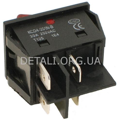 Тумблер 2 положення 4 контакту 25*31 mm 30A