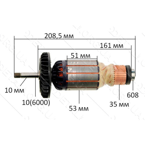 Якорь болгарки Sparky оригинал M/MA/MB/MBA 2200-FB 722 (208,5*53 посадка 10мм)
