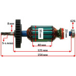 Якір (ротор)  лобзик Sparky TH 65 оригінал 182274(154*35 5 -з ліво)