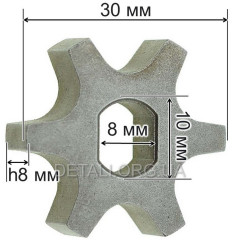 Звездочка цепной пилы Зенит ЦПЛ-406/2800 Профи (6 зубов d8*10*30 h8) 2