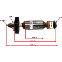 Якір (ротор)  + шестерня болгарки Metabo W 720-125 оригінал 310010830