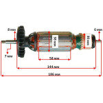 Якорь болгарки Metabo WE 12-125 оригинал 310010990 (38*186/посадка 7мм)