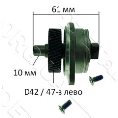 Редуктор у зборі торцювальної пили Metabo KGS 254M оригінал 316060700 (h61 d10 dш42 / 47-з ліво)