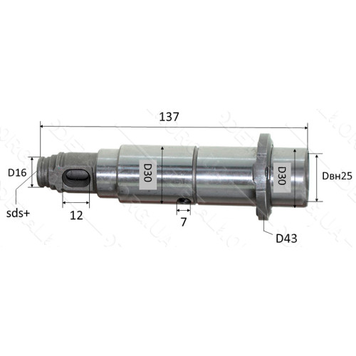 Ствол перфоратора Bosch 2-26 голый цельный L137