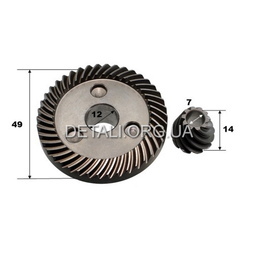 Шестерні (пара) болгарки Metabo WE 1450-125 RT 316052030 (d1 12*49 d2 7 h2 14) оригінал