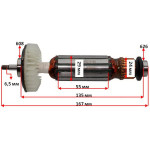 Якорь для болгарки Metabo W 6-125 оригинал 316039600 (167*29 посадка 6,5мм)