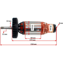Якір болгарки Metabo W 26-230 MVT оригінал 310011350 (218*53 посадка 11мм)