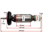 Якір (ротор)  болгарки Metabo WE 14-125 Plus оригінал 310009170(174*35 посадка 7мм)