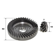 Шестерни (пара) болгарки УШМ Metabo WEV 15-125 QUICK INOX оригинал 316054990 (d1 12*52 h12 d2 7 h15)