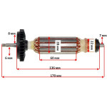 Якорь болгарки угловой Bosch GWS 7-100 оригинал 1619P05210 (170*28 посадка 6мм)