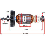 Якорь дрель Bosch PSB 650 RE (147*35 3-з лево) оригинал 2609003185