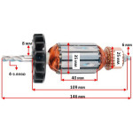 Якір (ротор)  дрелі Bosch GSB 1300 оригінал 1619PA0697(146*35 4-з ліво)
