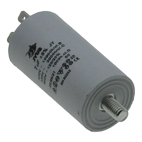 Конденсатор JYUL CBB-60M 7мкф - 450 VAC болт + клемми (35*66 мм)