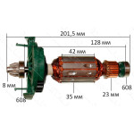 Якорь болгарка Bosch PWS 700-115 оригинал 2609005840 (158*35 шестерня)
