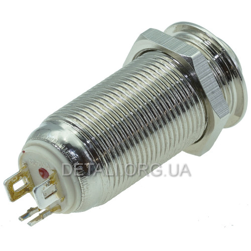 Кнопка антивандальная d14mm різьблення 12mm h30mm 2 положення 4 контакти індикація