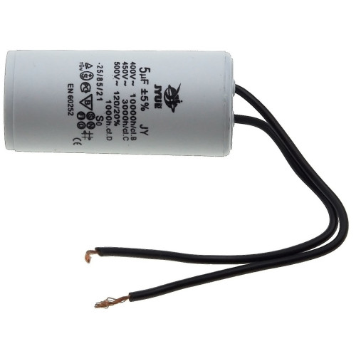 Конденсатор JYUL CBB-60 5мкф - 450 VAC провода (30*65 mm)