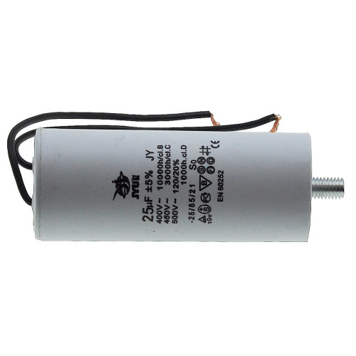 Конденсатор JYUL CBB-60L 25мкф - 450 VAC болт + провода (40*98 mm)