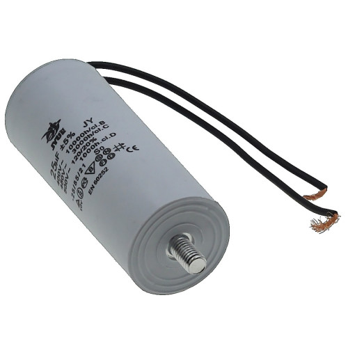 Конденсатор JYUL CBB-60L 25мкф - 450 VAC болт + дроту(40*98 mm)