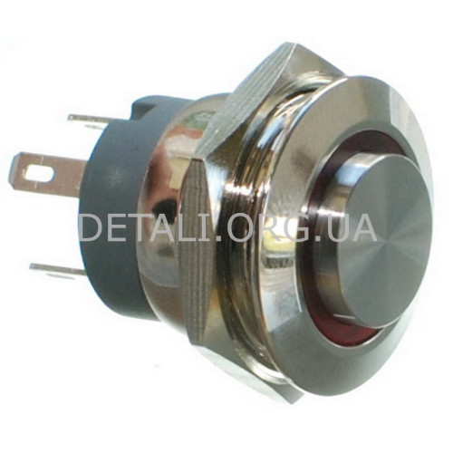 Кнопка антивандальная d22mm різьблення 19mm h20mm 4 контакти індикація