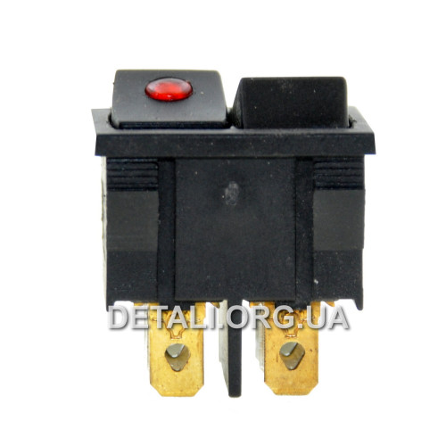 Тумблер двойной 6 контактов светодиод 21*24 мм 6A